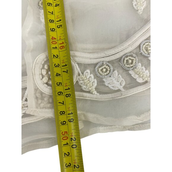 Zara Icons Womens Vest Top XS Ivory Silk Embellished Open Sheer Chiffon NWOT - Picture 10 of 11